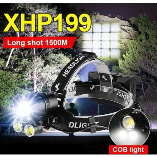 980000lm XHP199 High Power Led Headlamp 18650 USB Rechargeable IPX6 Headlights 2 COB Head Torch For Fishing Camping Head Lantern