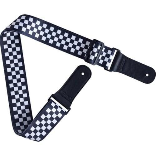 Guitar Strap Adjustable Black White Plaid Nylon Straps Electric Guitar Bass Belt Part Guitarra Accessories Musical Instrument