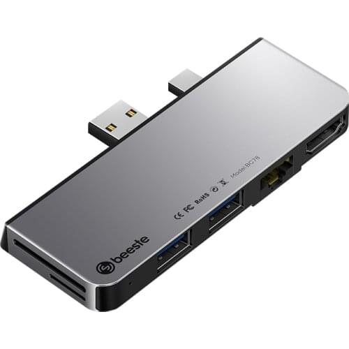 Beeste 7 in 1 USB 3.1TF SD docking station support more devices PC usb hub for surface pro 4 / 5 / 6 with gigabit network port