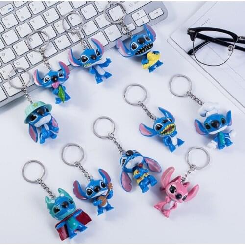 Disney movie Anime cute stitzee keychain creative car lovers Keychain pendant