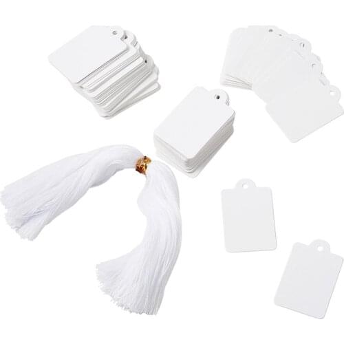 500pcs/Bag Jewelry Display Paper Price Tags Blank Label Tags with Cotton Cord String Display Accessories Jewelry