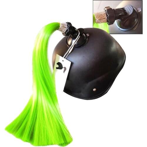 CDCOTN 1PCS Fashion Motorcycle Helmet Braids DIY Diamond Woman Braids Wig For Motorbike Helmets Sucker Decoration Car Styling