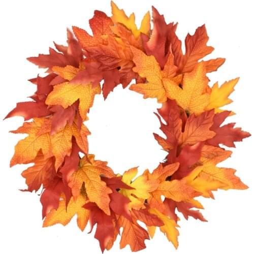 Flower Ring Maple Harvest Wreath Silk Cloth Garland Home Ornaments 50CM Hanging Decoration Household Products Dried Flowers