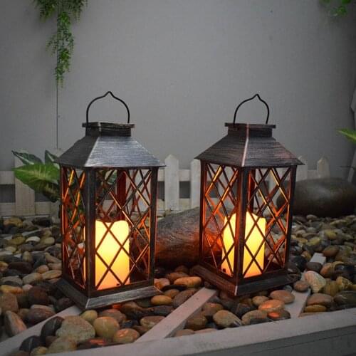 Home Garden Decoration Light Retro Lantern Candle Twinkle Lamp LED Solar Light Garden Hanging Decoration Outdoor Lamp