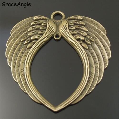 GraceAngie 3pcs Angel Wings Style Bracelet Necklace Pendant Antique Bronze Zinc Alloy Necklace Jewelry Handicraft Findings