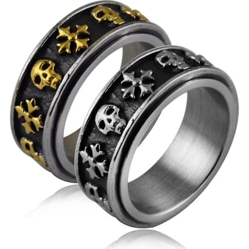 MIQIAO Stainless Steel Titanium Punk Skull Cross Vintage Boho Rings for Men Women Couple Friends Gift Fashion Jewelry Bague Anel