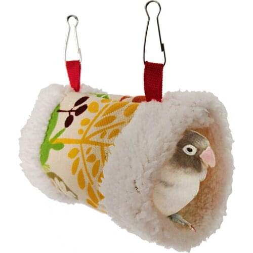 Square Bird Parrot Nest Soft Plush Bird Parrot Hammock Warm Hanging Bed For Pet Cave Cage Hut Tent Toy House For Small Animals