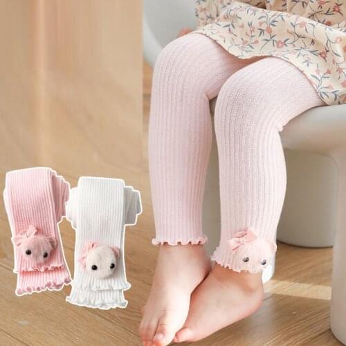 Spring toddler baby leggings lace cute Princess fashion cartoon cotton white pink trousers for kids girls baby girl pants