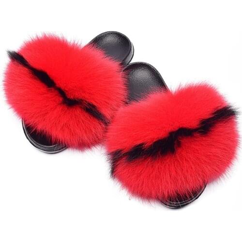 Summer Childrens Lovely Plush Fur Slippers Girl Fluffy Fur Rainbow Beach Flip Flops Sweet Furry Baby Home Slides Kids Sandals