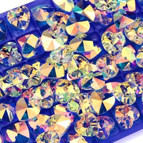 Best quality 18mm 12pcs/pack heart shape crystal AB glass beads crystal rhinestones Jewelry beads for Necklaces Earrings making