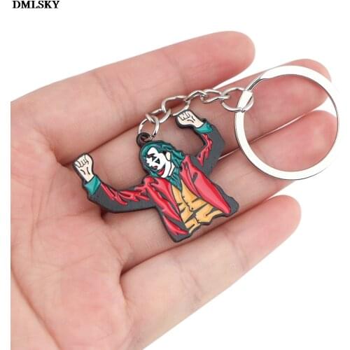 M4747 DMLSKY Clown Cool alloy Key Chains Ring Gift For Women Men Bag Charm Keychain Charm Horror Movie Keyring Jewelry