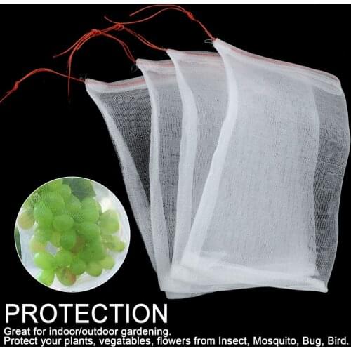 20pcs Reusable Plant Fruit Protect Net Bag With Drawstring Garden Against Insects Pest Bird Mosquito Bug Mesh Barrier Bags S,M