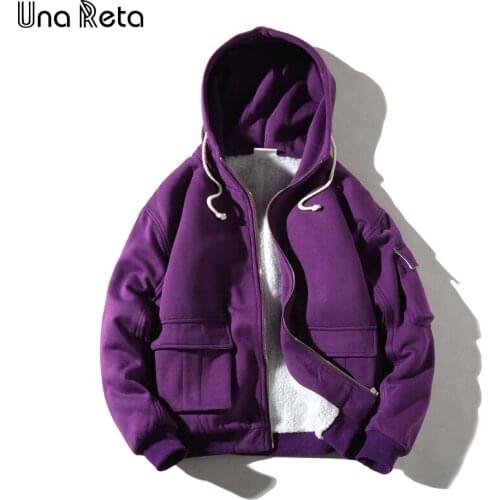 Una Reta Winter Jacket Men New Casual Loose Parka Coat With Hooded Hip Hop Men Clothes Harajuku Warm Plus Velvet Jackets For Men