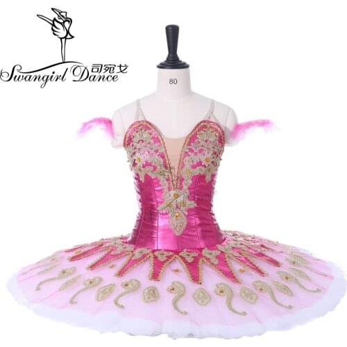 Newtest Rose Red Professional Tutu Nutcracker Stage Cosutmes Tutus Girls Pink Fairy Classical Pancake Tutu Dress 8colors BT9134G