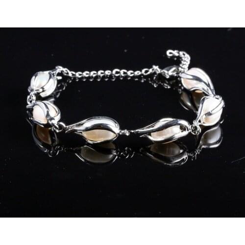 New Freshwater 100% Natural White Pearl Zinc Alloy Bracelet DIY Jewelry Provides Best Birthday Gifts for Women Size 18cm