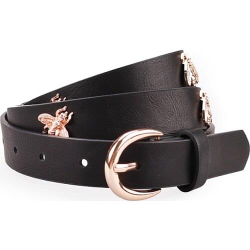 New Womens and American Fashion Joker Ladies Belt Insects Hand made Decorative PU Buckle Belt Luxury Belt Designers Women
