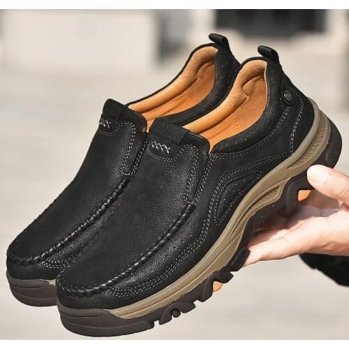 Genuine Leather Shoes Mens New Luxury Casual Shoes Fashion Trend Outdoor Climbing Mens Shoes High Quality Slip on Man Loafers