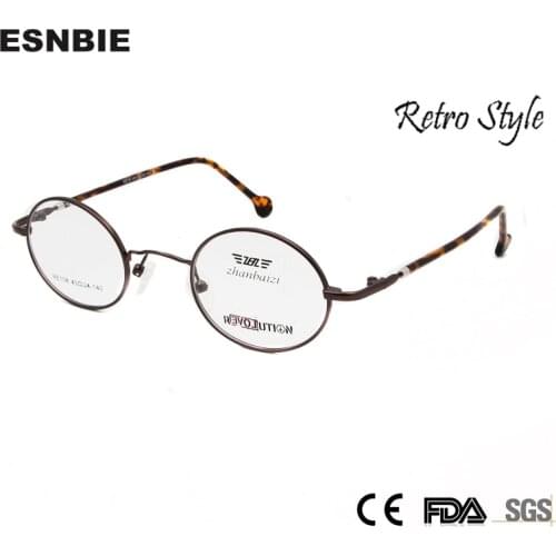ESNBIE Vintage Eyeglasses Men Small Round Metal Eye Glasses Frames for Women Optical Glass Prescription Eyewear Oculos de grau
