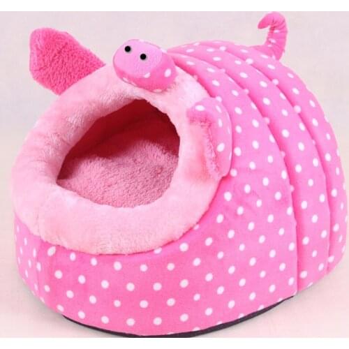 Autumn winter dogs cats warm soft house doggy lovely pink pig shape bed supplies puppy kennels pet dog cat washable beds sofas