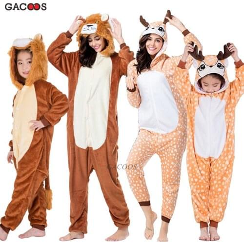 Boys Girls Kugurumi Pajamas Sleepwear Unicorn Pijamas Deer Winter Flannel Animal Hooded Stitch Onesies Pyjamas Kids Nightwear