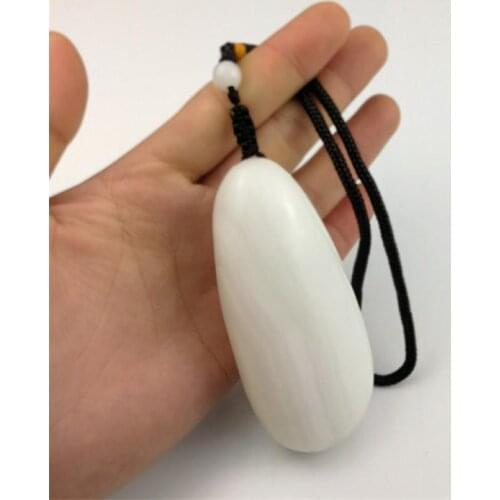 Chinese Hand-carved Natural white jade stone hand handle pieces Hand Play Pendant