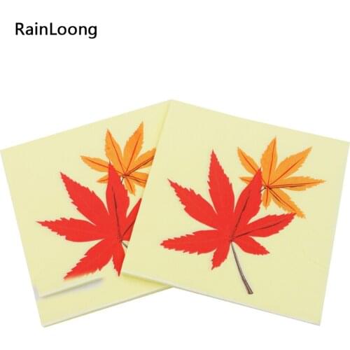 [RainLoong] Mothers Day Maple Leaves Paper Napkin Event & Party Supplies Tissue Decoupage Servilleta 33*33cm 1 pack