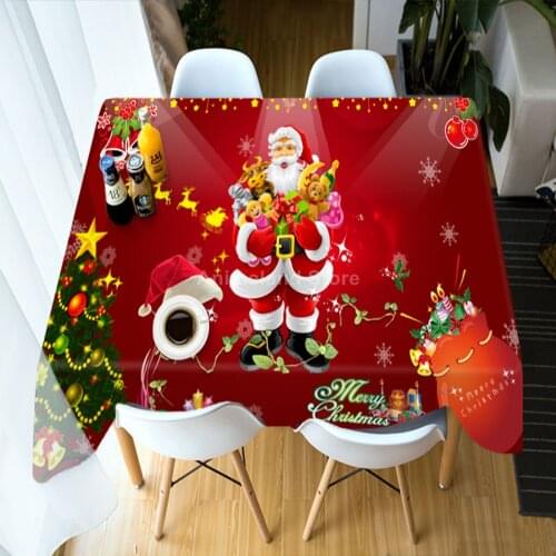 Merry Christmas Tablecloth Waterproof Polyester Table Cloth Rectangle Gift Household Coffee Tables Cover For Dining Living Room