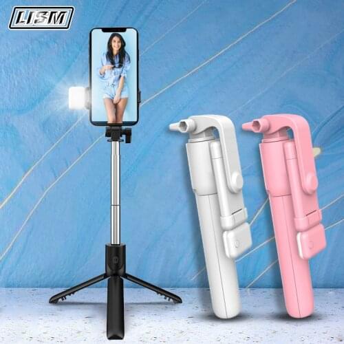Selfie Stick Wireless Bluetooth Compatible Foldable Mini Tripod For Phone With Fill Light Shutter Remote Control For IOS Android