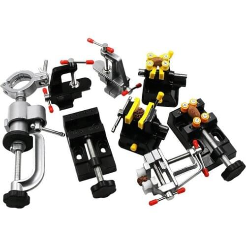 Heavy Duty Bench Vise Clamp 3.5" Aluminum Miniature Small Jewelers Hobby Fast Fixing Clamps Electric Drill Stand Rotating Tools