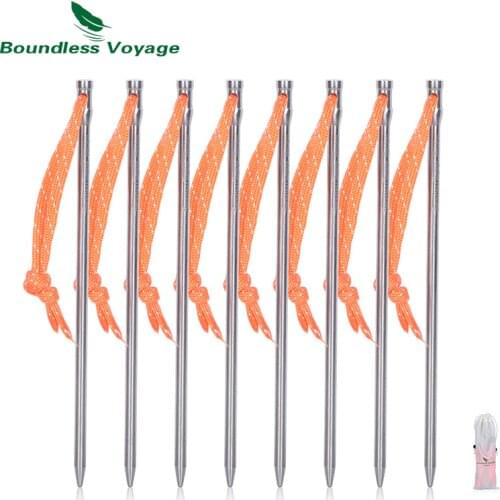 Boundless Voyage Titanium Pegs Camping Tent Stakes Heavy Duty Tent Nail Outdoor Picnic Tent Pin 4-8-12 pcs/lot