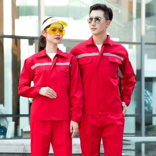 Spring Reflective Work Clothing Gas Station Electric Anti-Static Wear-Resistant Uniforms Durable Auto Repair Mechanical Coverall