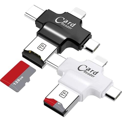 All In 1 TF Card Reader For iPhone Xiaomi Huawei Micro SD Card Type C OTG Smart Card Reader For Android Lightning Type-C Port