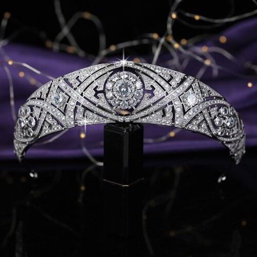 Tiaras And Crown HACIYANA Gorgeou Crown Tiara Wedding Hair Jewelry Party Hair Accessories Headband Zircon HG0051 Corona Princesa