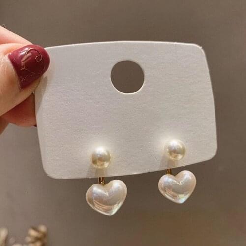 2020 New fashion contracted Cute Heart Pearl fine Love earrings joker sweet elegant temperament Women Drop earrings