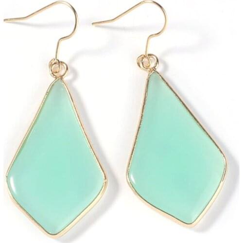 Trendy-beads Light Yellow Gold Color Natural Green Aventurine Water Drop Earrings For Women Jewelry