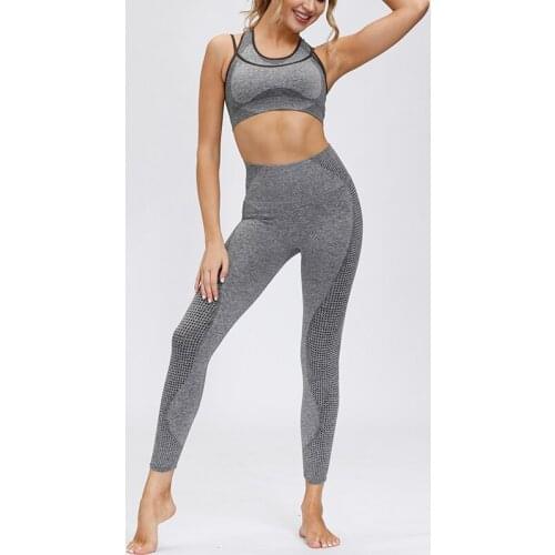 Womens Seamless Yoga Suit Sportswear Fitness Suit Sports Bra Leggings 2 Piece Sets Gym Clothes Costume For Yoga Female 2020 Hot