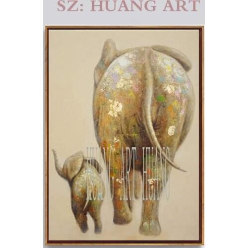Animal Elephant Mother and son Modern Abstract oil painting Colorful Canvas paintings wall Art for living room Home Decorati