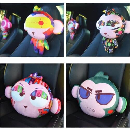 1pc 35cm cartoon funny monkey soft plush doll car vehicle decoration neck pillow waist cushion stuffed toy birthday gift