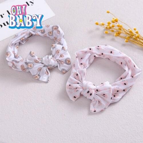 1pcs Printed Bow Baby Headband Nylon Bowknot Headwear for Baby Girl Headwrap Kids Hair Band Girls Hair Accessories Baby Gifts