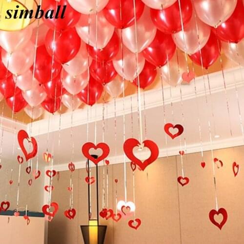 100pcs Rains 100pcs Pendants Balloons Rain Heart Pendant Balloon Wedding Room Layout Wedding Party Decoration Supplies 6 Color