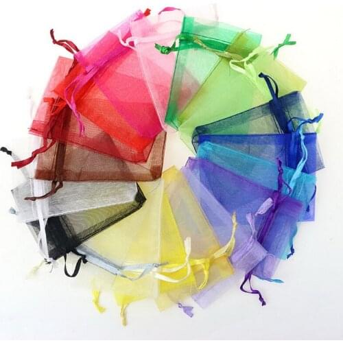 100pcs/lot Drawable White Small Organza Bags 7x9cm Favor Wedding Christmas Gift Bag Jewelry Packaging Gift Boxes