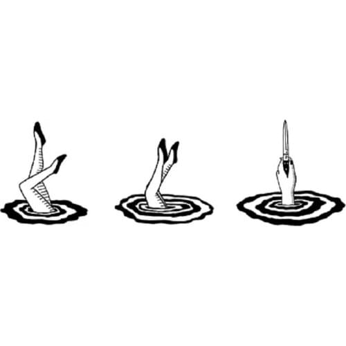 110MM×60MM Dark Depraved Girl Crossing Black Waterproof Tattoo Sticker