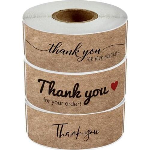 120pcs Kraft Thank You Stickers Rolls, Round Adhesive Business Labels for Party, Wedding, Baby Shower,Gift or Birthday 2.5*7.5cm