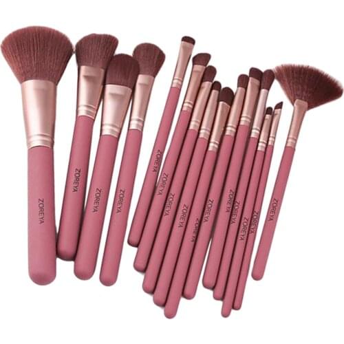 15 Pieces Makeup Brushes Loose Powder Concealer Eyeshadow Fan Brush Purple