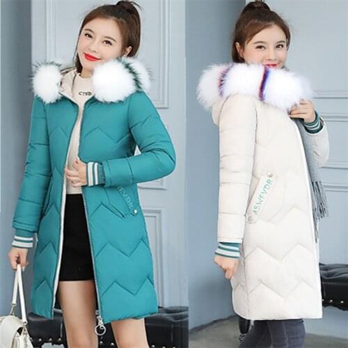 2020 Winter Women Clothes Down Cotton Jacket Female Thick Warm Hood Coats Winter Cotton Padded Coats Mid Long Outerwear AH317
