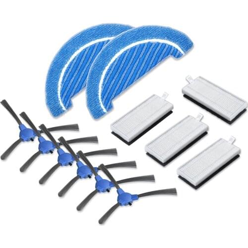 4pcs filters + 2pcs cloths + 6pcs side brushes for Conga 1090 Robot Vacuum Cleaner Parts Replacement Side Brush Filter Mop Cloth