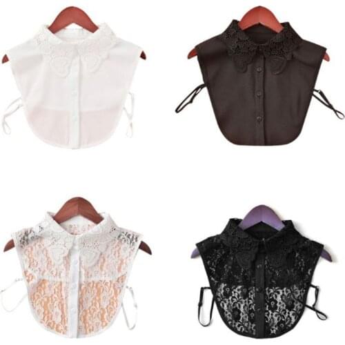 40GC Women Pure ColorShirt Cotton Lace False Collars
