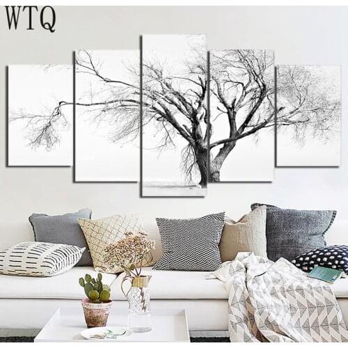 5Plane Abstract Tree Landscape Oil Painting on Canvas Posters and Prints Scandinavian Wall Art Picture For Living Room
