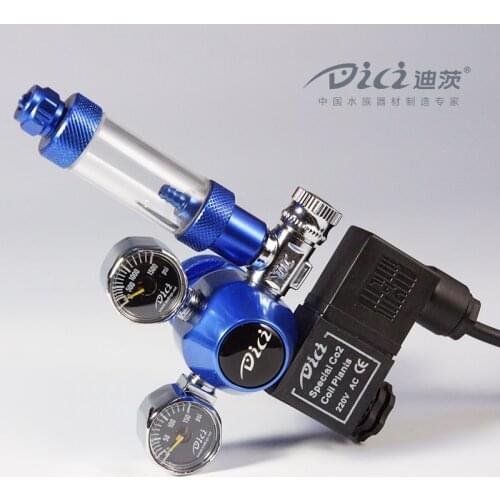 Aquarium DICI CO2 Regulator, DC02-04, Dual Gauge Solenoid, CGA320, W21.8, M22, 22mm, Cylinders Pressure