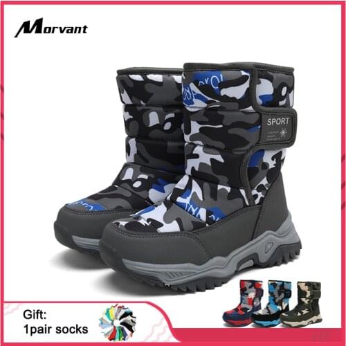 Childrens Boots Thickened Cotton Winter Boots TPR Non-slip Wear-resistant Sole Boys Girls Shoes Waterproof Winter Snow Boots